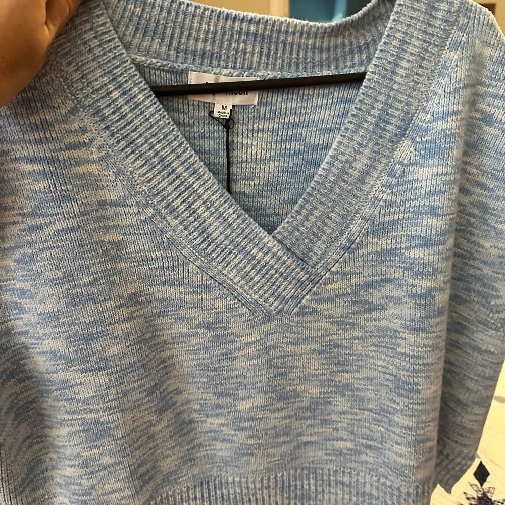 Blue V-Neck Sweater Top